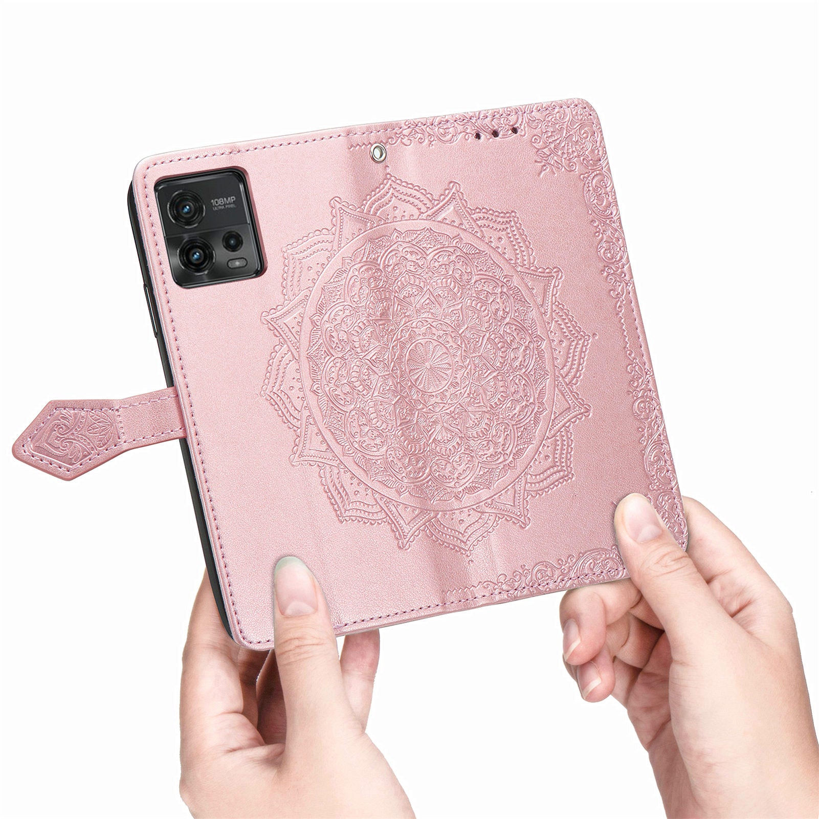 For Motorola Moto G72 4G Embossed Mandala Pattern Wallet Case PU Leather Stand Book Design Magnetic Phone Cover with Strap For Motorola Moto G72 4G Embossed Mandala Pattern Wallet Case PU Leather Stand Book Design Magnetic Phone Cover with Strap